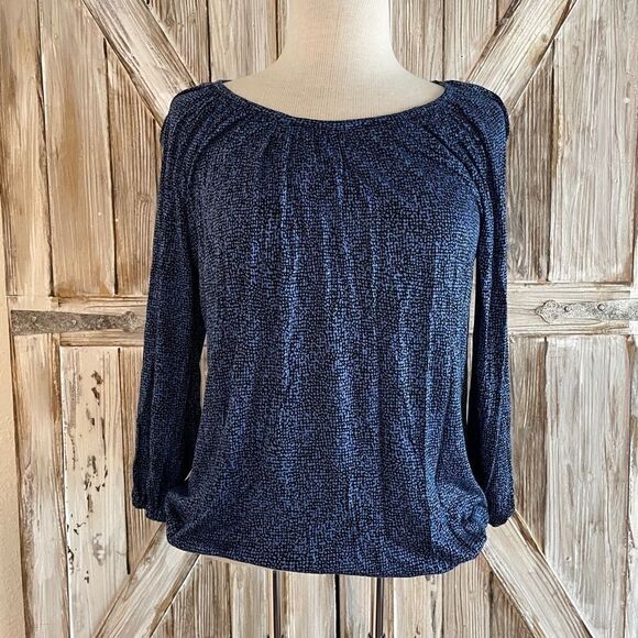Michal Kors Blue and Black Blouse Top Size PM EUC - Picture 1 of 7